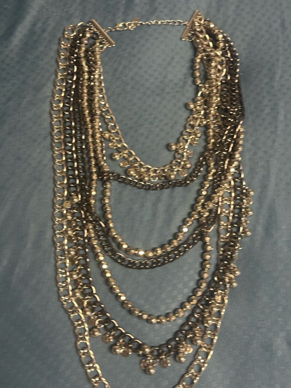 Multi-Strand Silver-Tone Statement Necklace - Layered Women’s Jewelry
